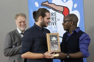 Lauréat. Remise du prix de la Ville de Brive/Suez à Wilfried N’Sondé pour son ouvrage Un océan, deux mers, trois continents, paru chez Actes Sud